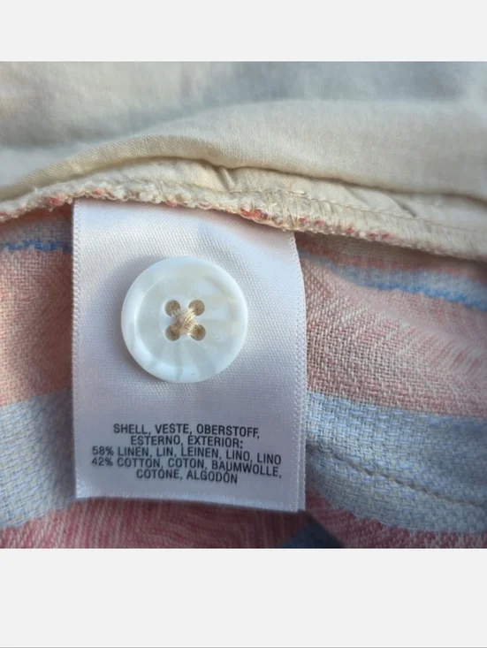 NWT Anthropologie Beachy Wide-Leg Pants w Belt Size 4 Yellow Blue Linen Pockets - Picture 16 of 16